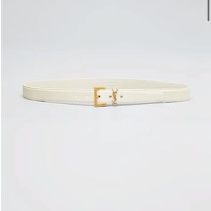 YSL Laque Monogram Leather Belt Crema Soft